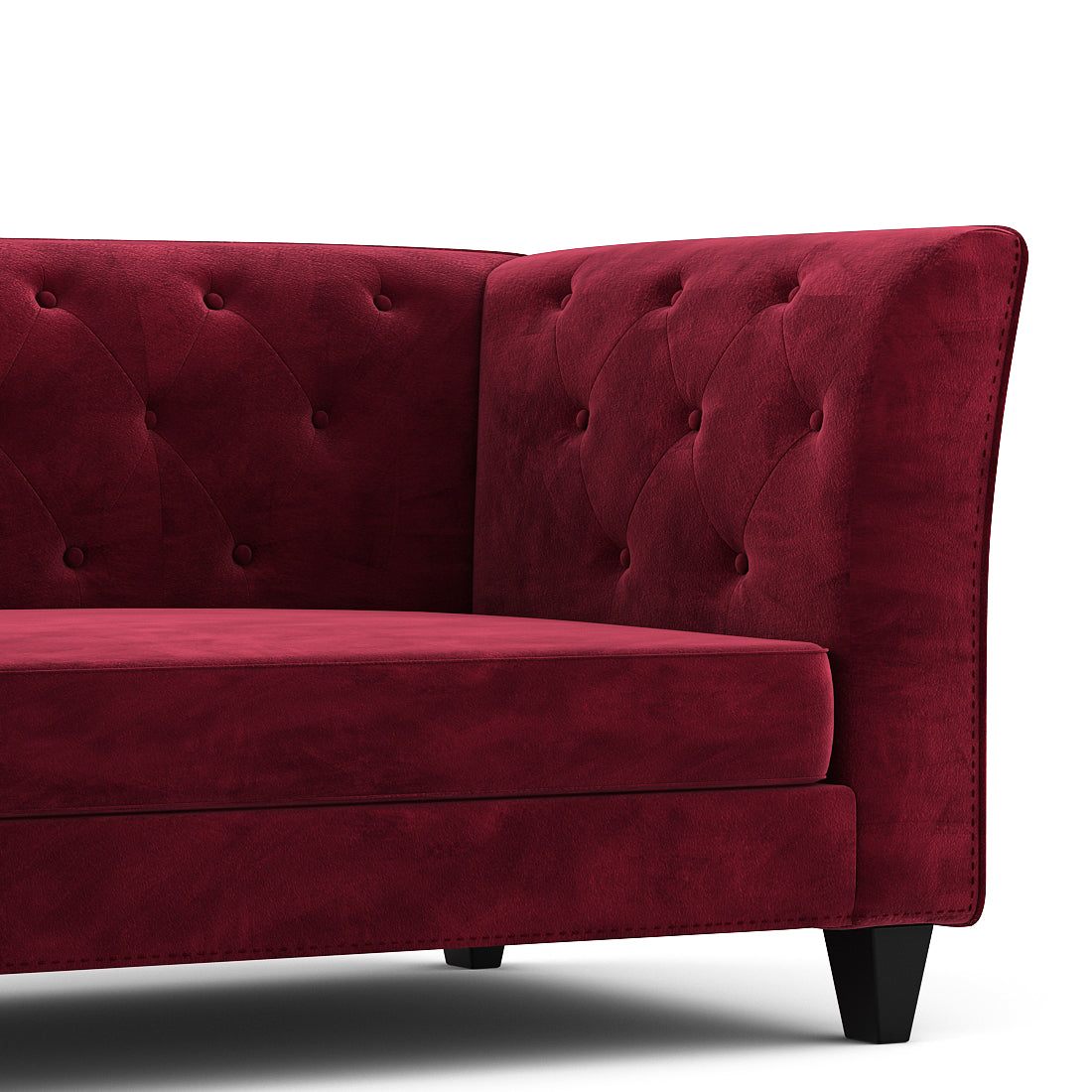 Silk Velvet 3 Seater Sofa In Dark Maroon Colour