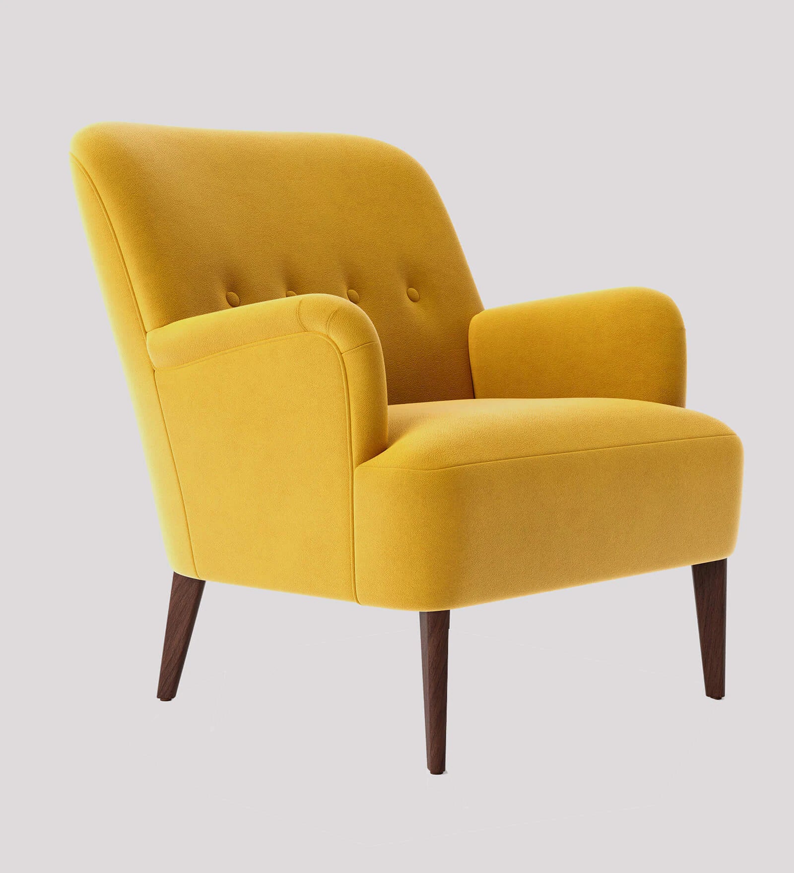 Zews Velvet Fabric 1 Seater Wing Chair in Safforn Yellow Colour