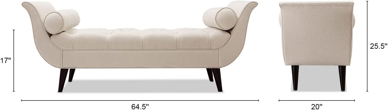 Alma  Fabric 3 Seater Recamier in Beige Colour