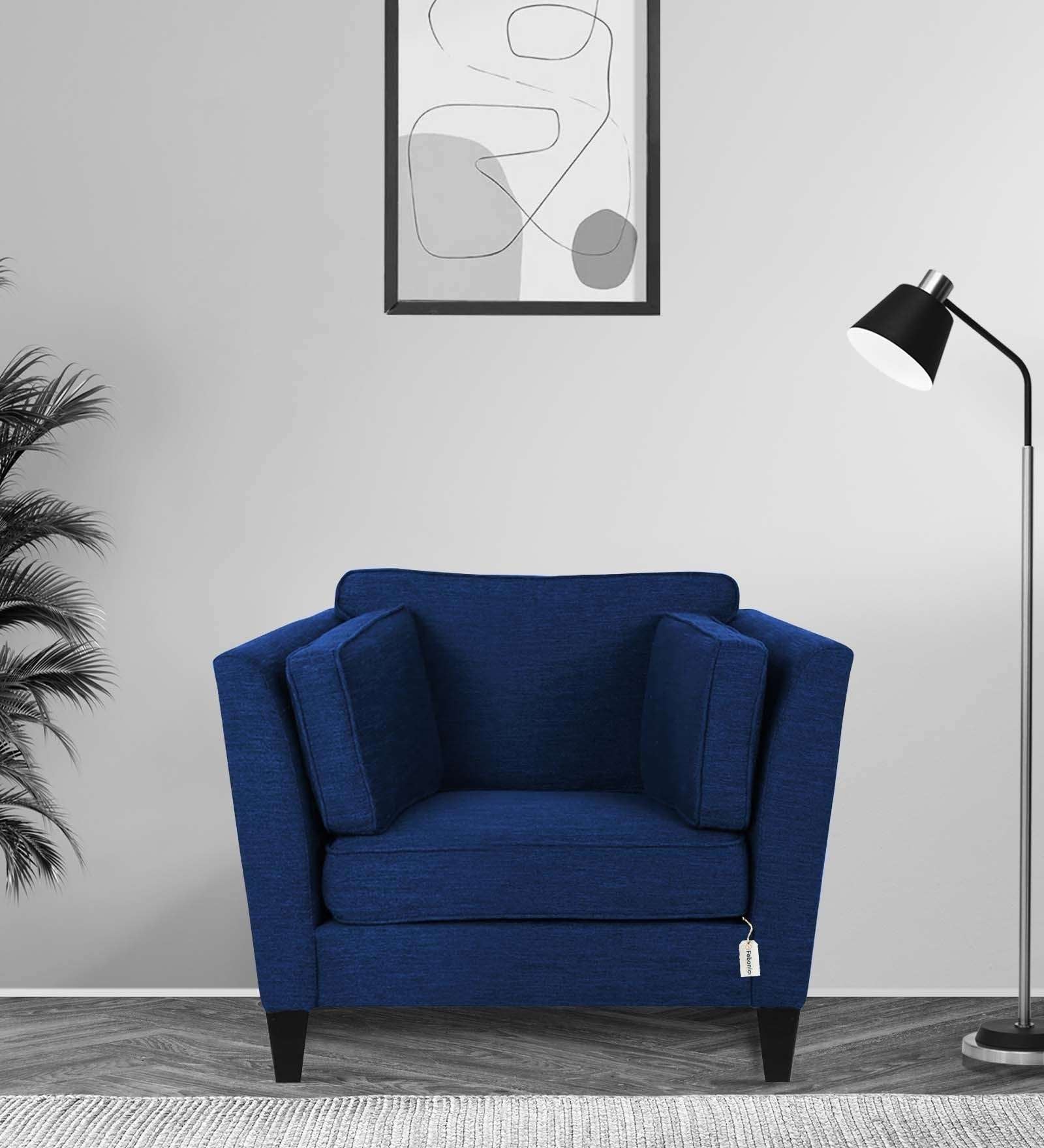 Nigar Fabric 1 Seater Sofa in Royal Blue Colour