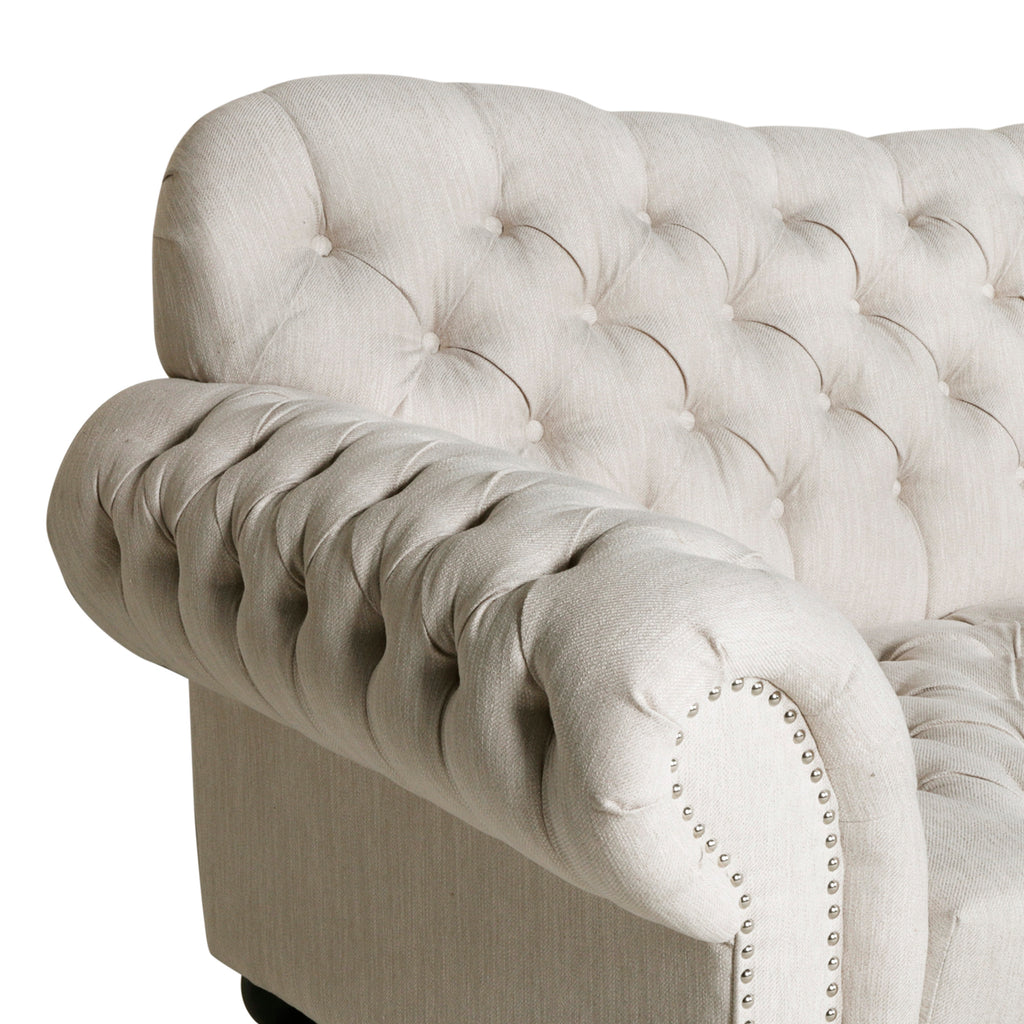 Wasta Fabric 3 Seater Sofa In Ivory Cream Colour