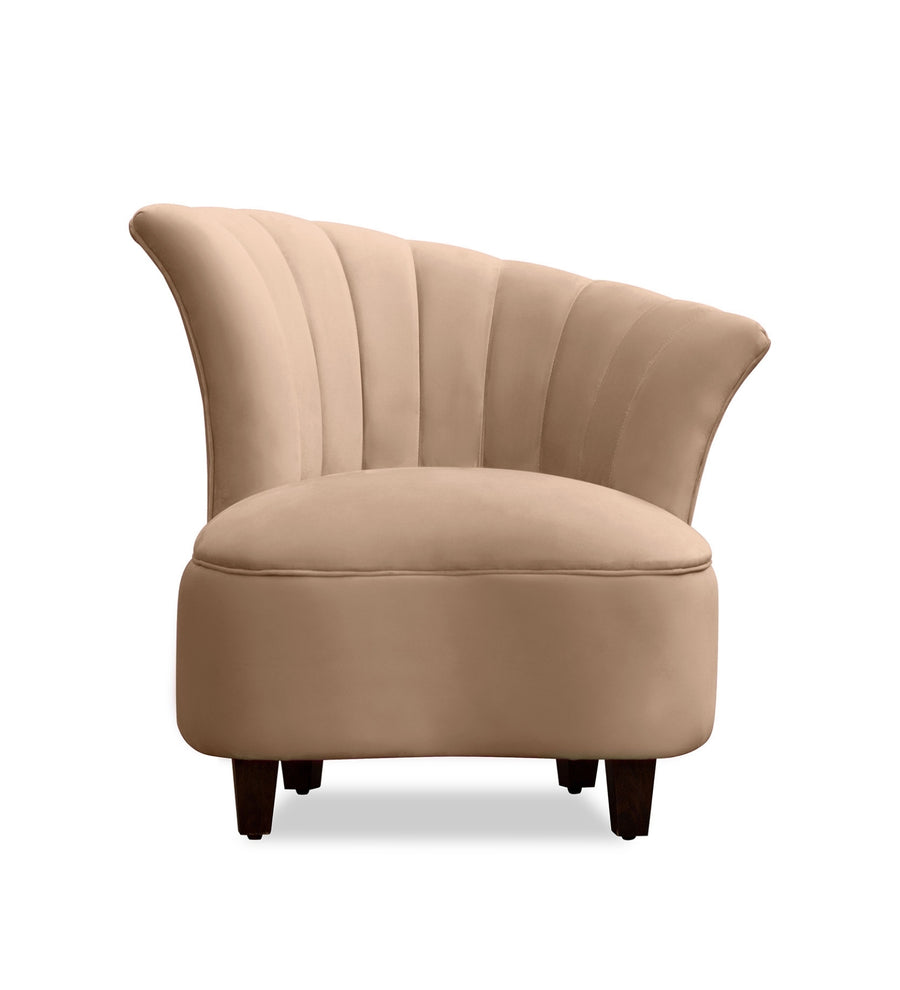 Davo Velvet Slipper Chair In Camel Beige Colour - Febonic Living