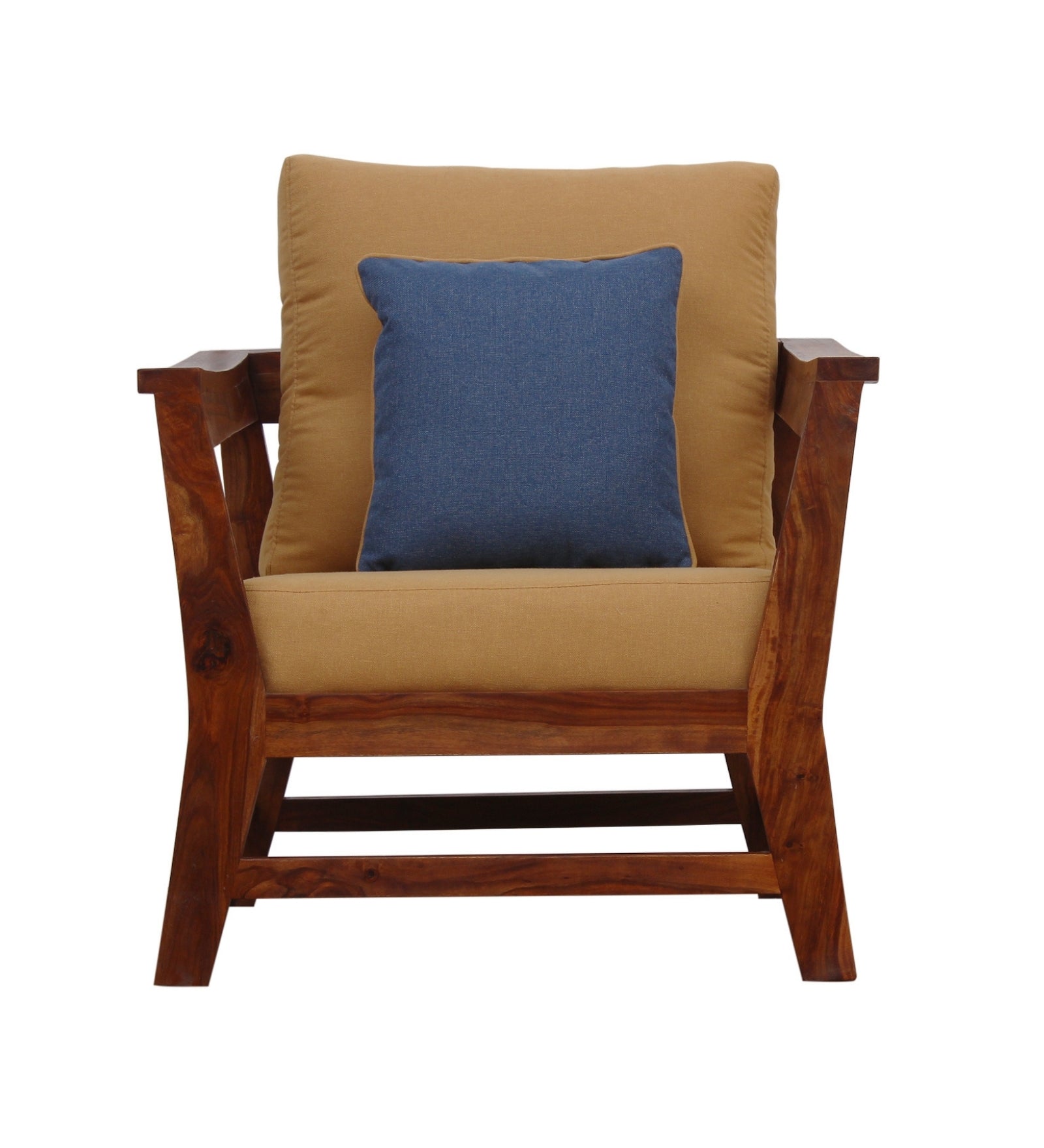 Fuju Neem Wood Arm Chair in Dark Walnut Finish