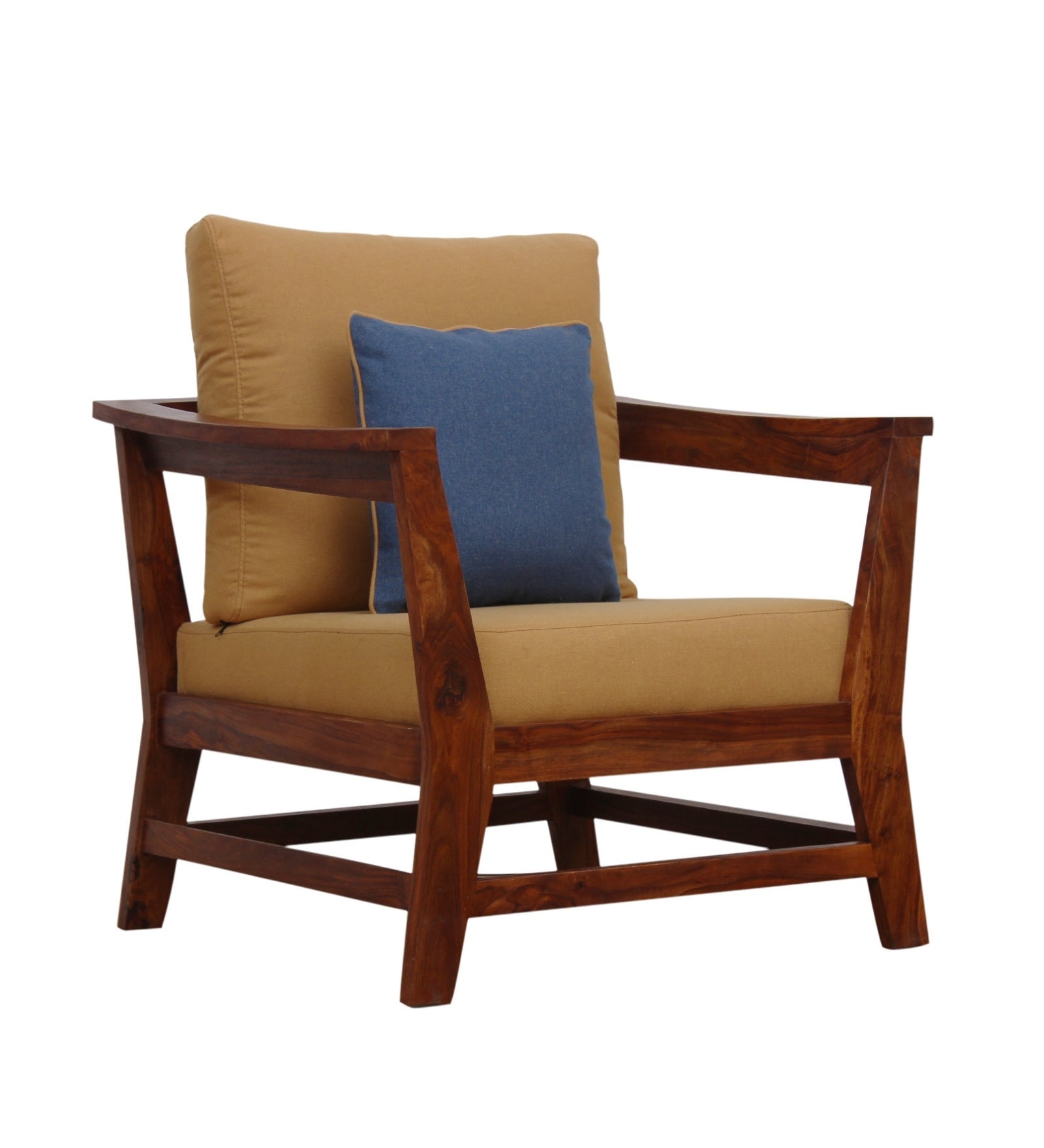 Fuju Neem Wood Arm Chair in Dark Walnut Finish