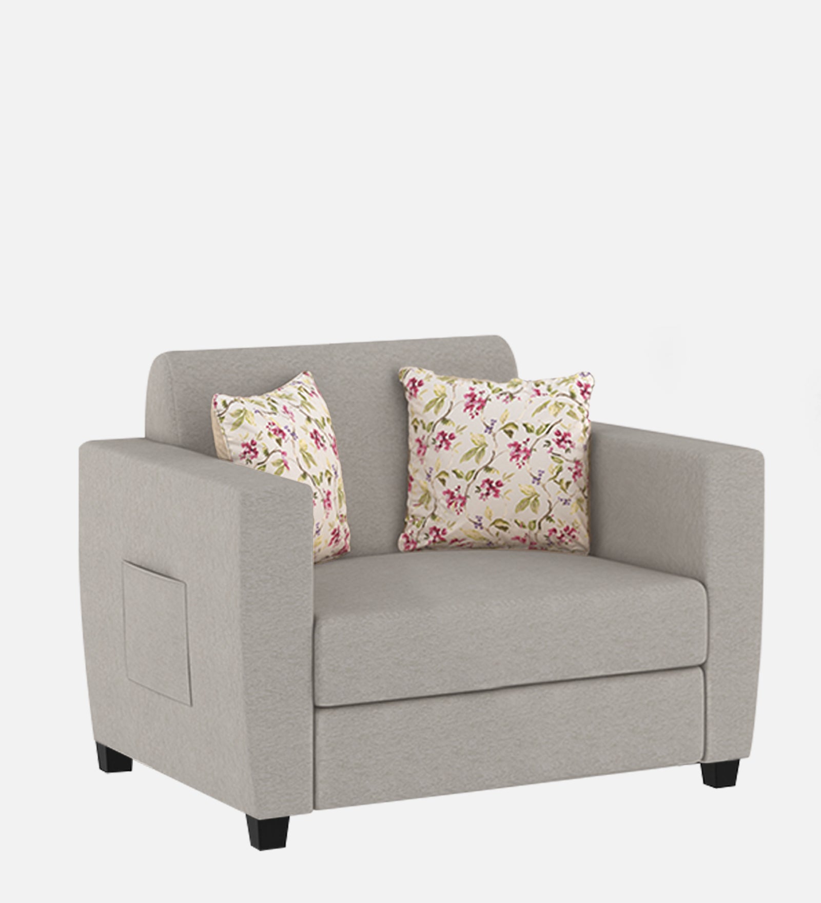 Gozi Fabric 1 Seater Sofa In Lit Grey Colour