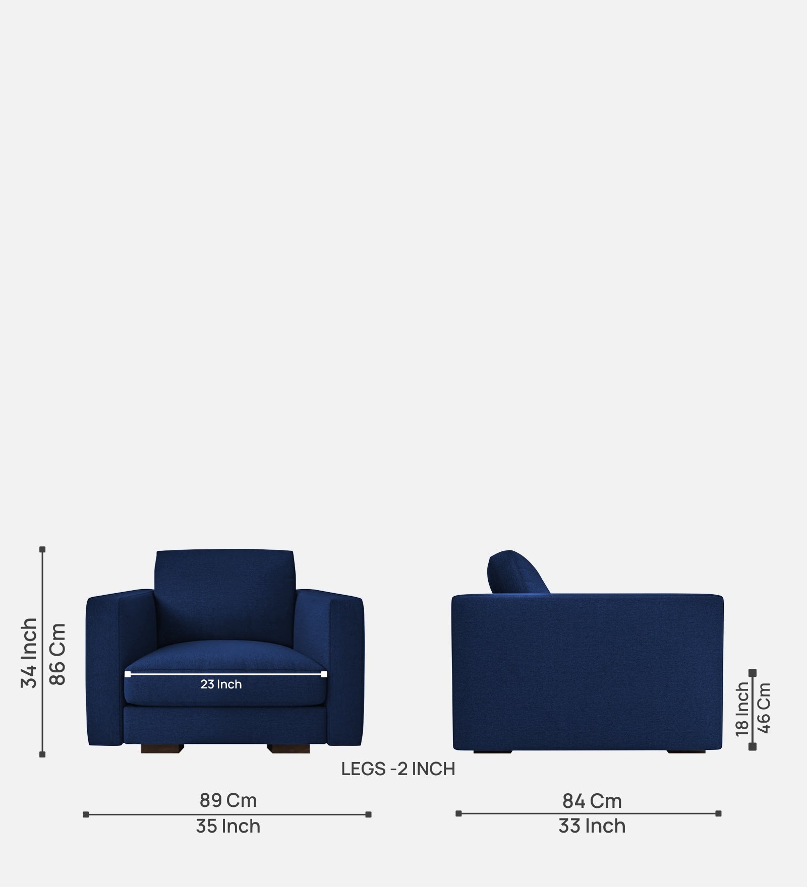 Messy Fabric 1 Seater Sofa In  Royal Blue Colour - Febonic Living