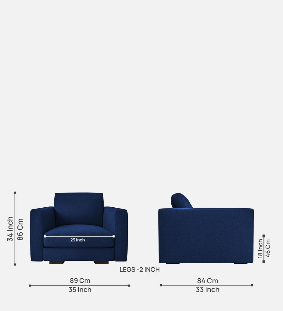 Messy Fabric 1 Seater Sofa In Royal Blue Colour - Febonic Living