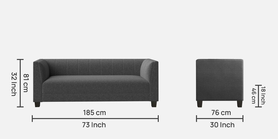 Chastin Fabric 3 Seater Sofa In Charcoal Grey Colour - Febonic Living