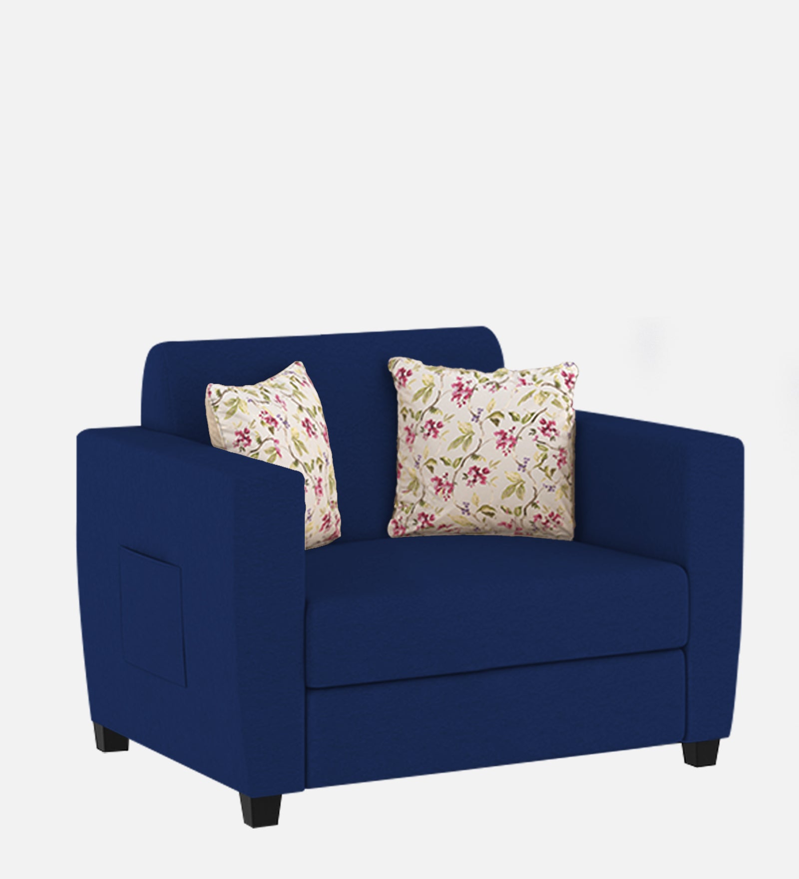 Gozi Fabric 1 Seater Sofa In Royal Blue Colour