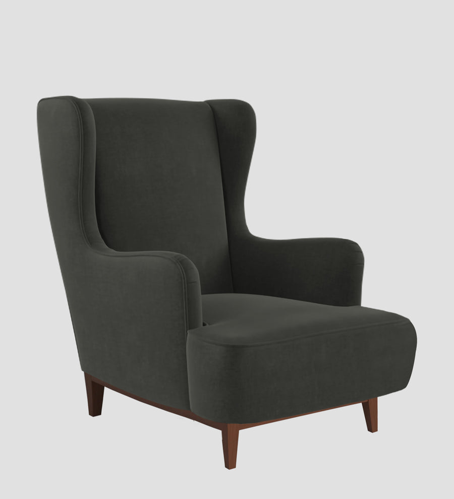 Suri Velvet Wing Chair In Hory Grey Colour - Febonic Living