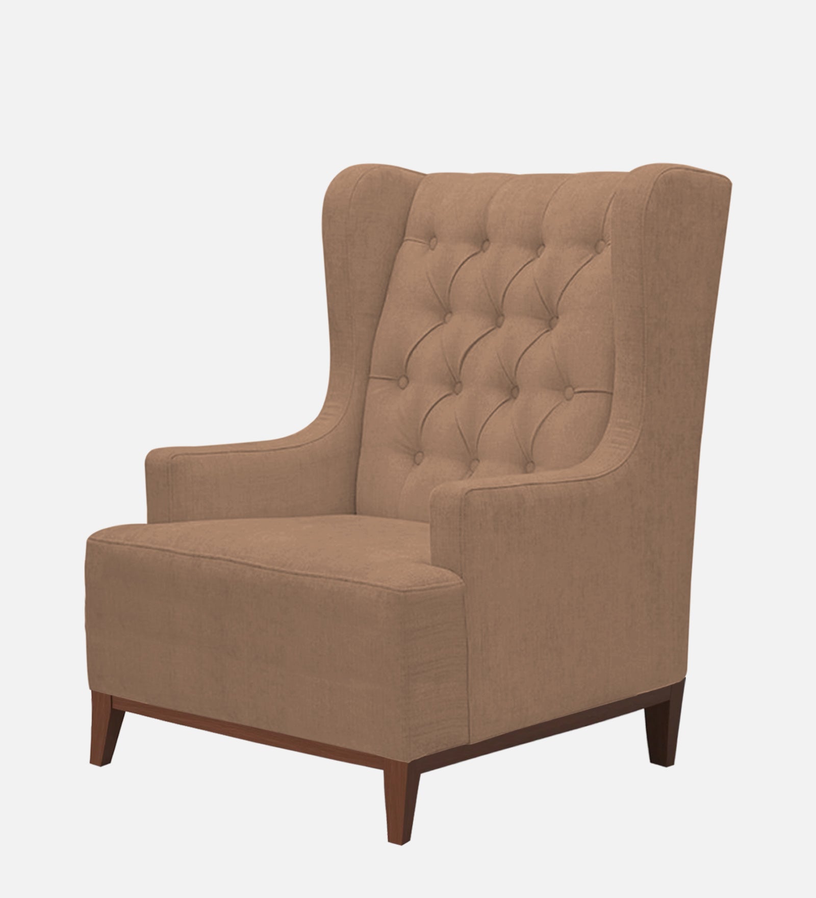 Kuchi Fabric 1 Seater Wing Chair Sofa in Cosmic Beige Colour