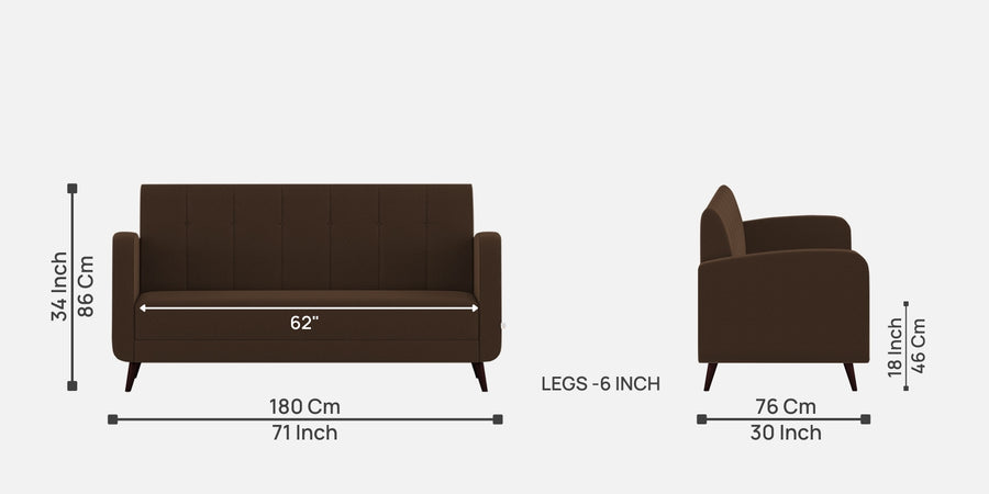 Wiki Velvet 3 Seater Sofa In Chocolate Brown Colour - Febonic Living