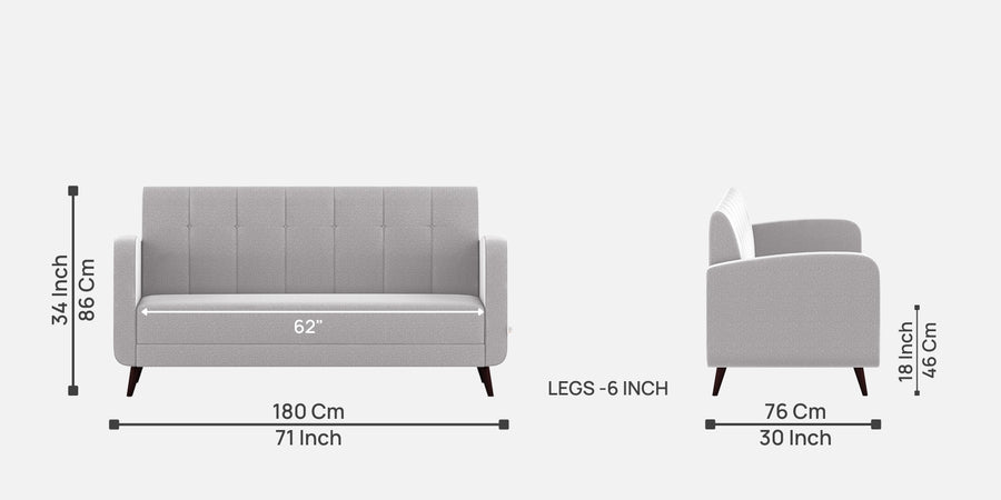Wiki Velvet 3 Seater Sofa In Concrete Grey Colour - Febonic Living