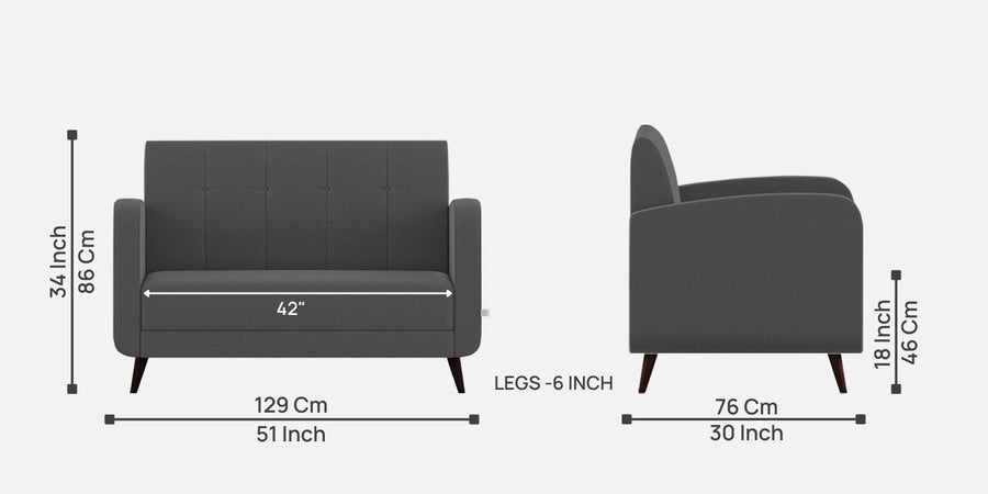 Wiki Velvet 2 Seater Sofa In Davy Grey Colour - Febonic Living