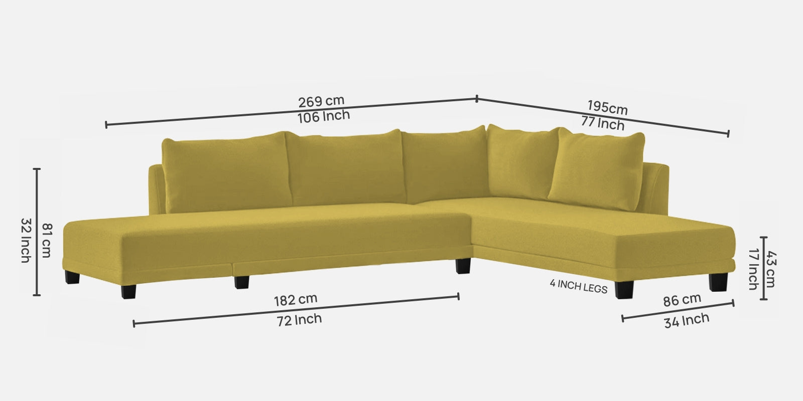 Ira Fabric LHS 6 Seater Sofa Cum Bed In Parrot Green Colour