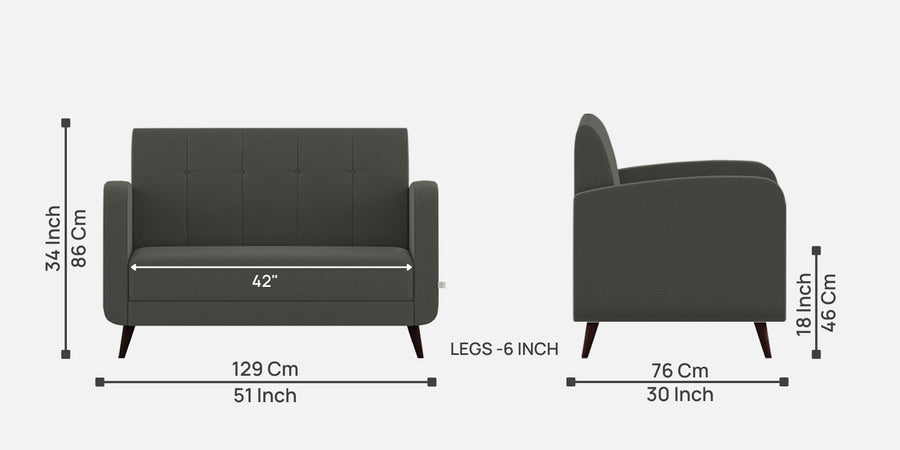Wiki Velvet 2 Seater Sofa In Hory Grey Colour - Febonic Living