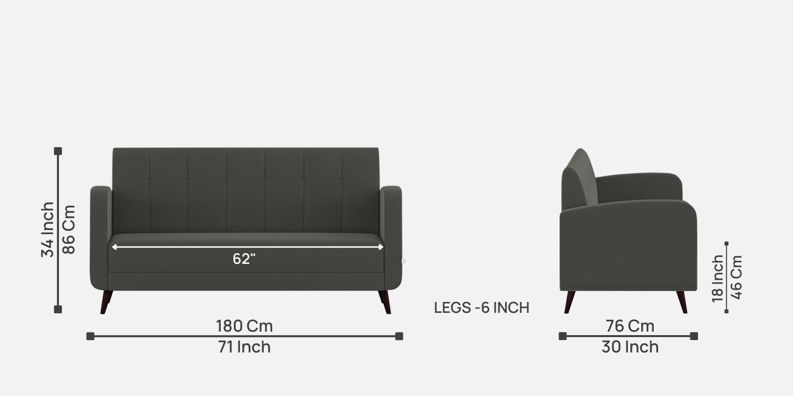 Wiki Velvet 3 Seater Sofa in Hory Grey Colour