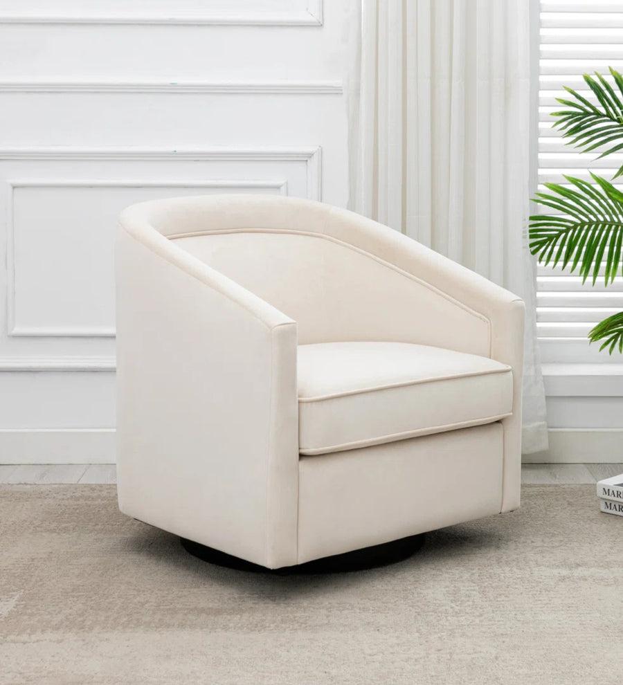 Boomer  Swivel Velvet Chair - Camel Beige by Febonic Living