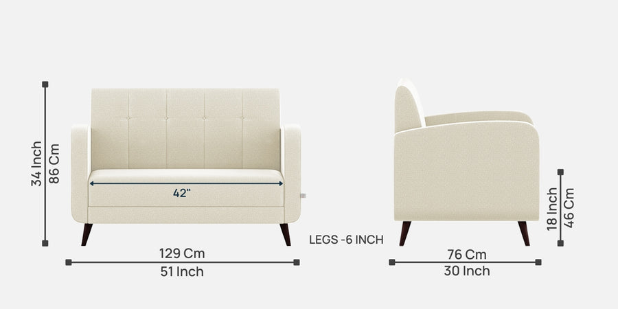 Wiki Velvet 2 Seater Sofa In Warm White Colour - Febonic Living