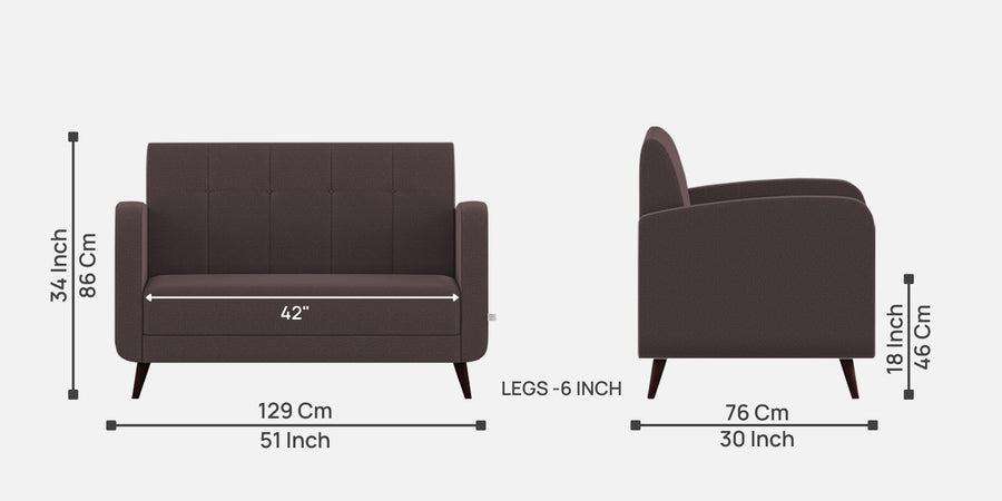 Wiki Velvet 2 Seater Sofa In Mocha Brown Colour - Febonic Living