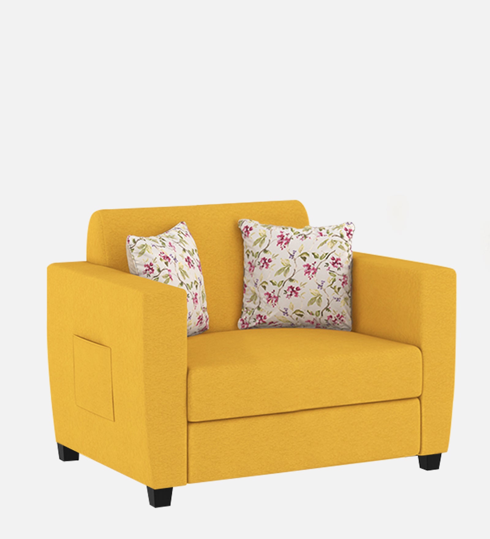 Gozi Fabric 1 Seater Sofa In Bold Yellow Colour