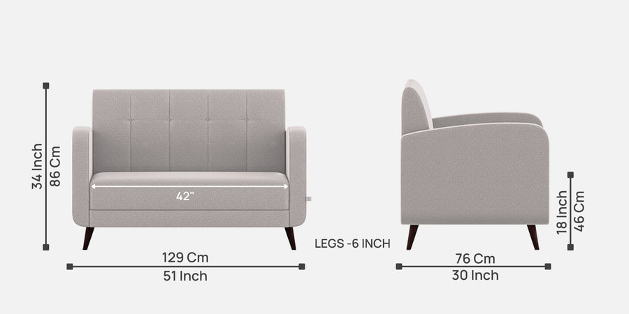 Wiki Velvet 2 Seater Sofa In Pearl Grey Colour - Febonic Living