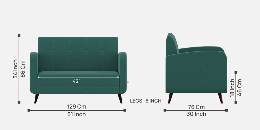 Wiki Velvet 2 Seater Sofa In Pine Green Colour - Febonic Living