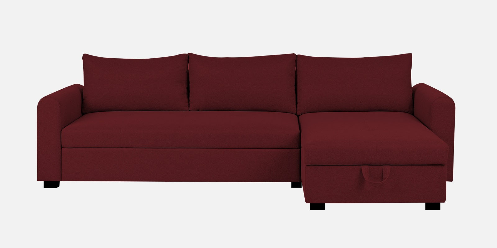 Sigma Fabric LHS Sectional (3+ Lounger) in Blood Maroon Colour