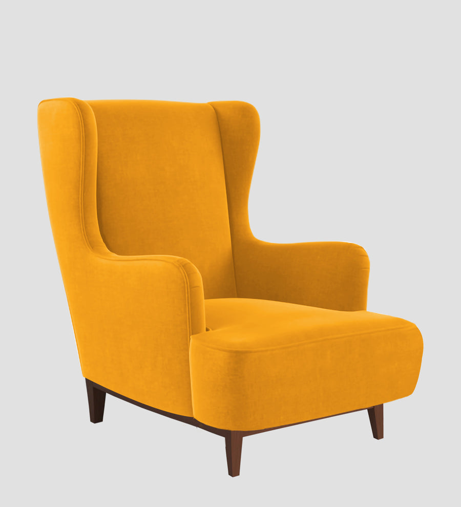 Suri Velvet Wing Chair In Safforn Yellow Colour - Febonic Living