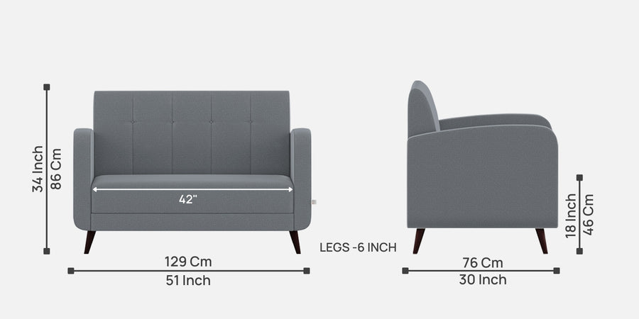 Wiki Velvet 2 Seater Sofa In Pubble Grey Colour - Febonic Living