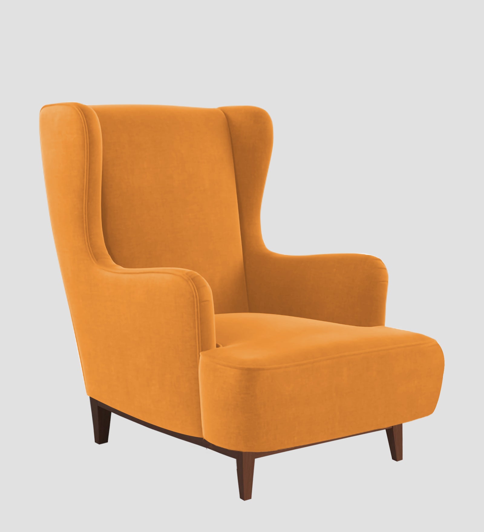 Suri Velvet 1 Seater Wing Chair in Tangerine orange Colour