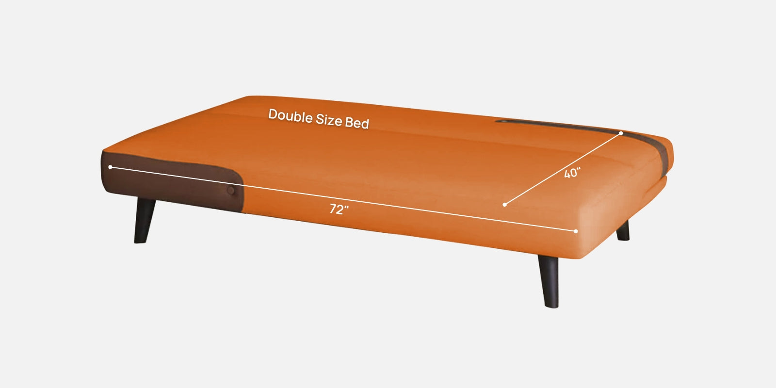 Vedan Fabric Convertible Sofa Cum Bed In Dark Orange Colour