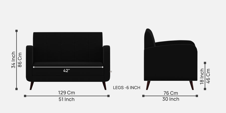 Wiki Velvet 2 Seater Sofa In Adam Black Colour - Febonic Living