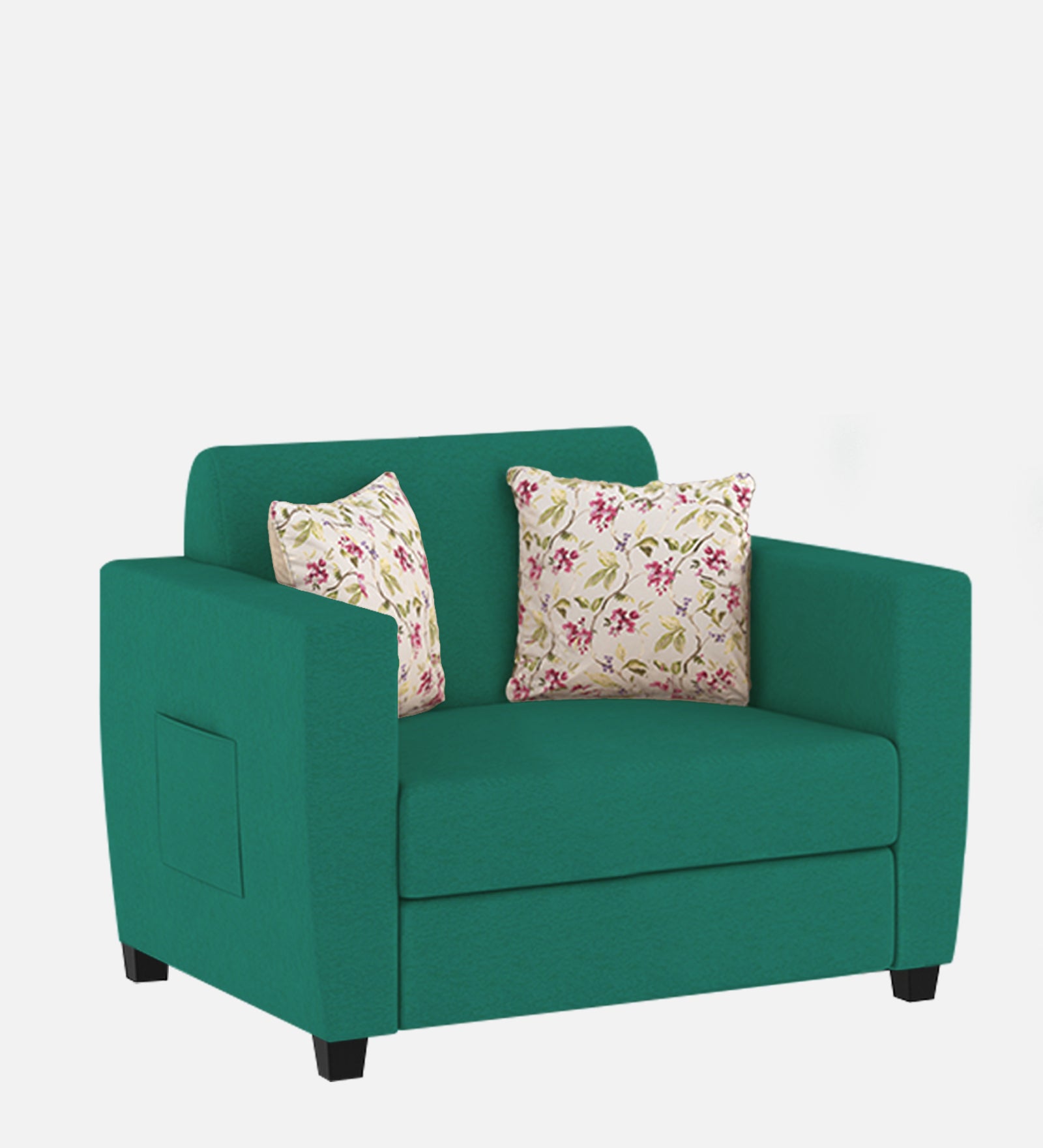 Gozi Fabric 1 Seater Sofa In Sea Green Colour