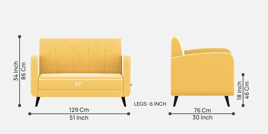 Wiki Velvet 2 Seater Sofa In Turmeric Yellow Colour - Febonic Living