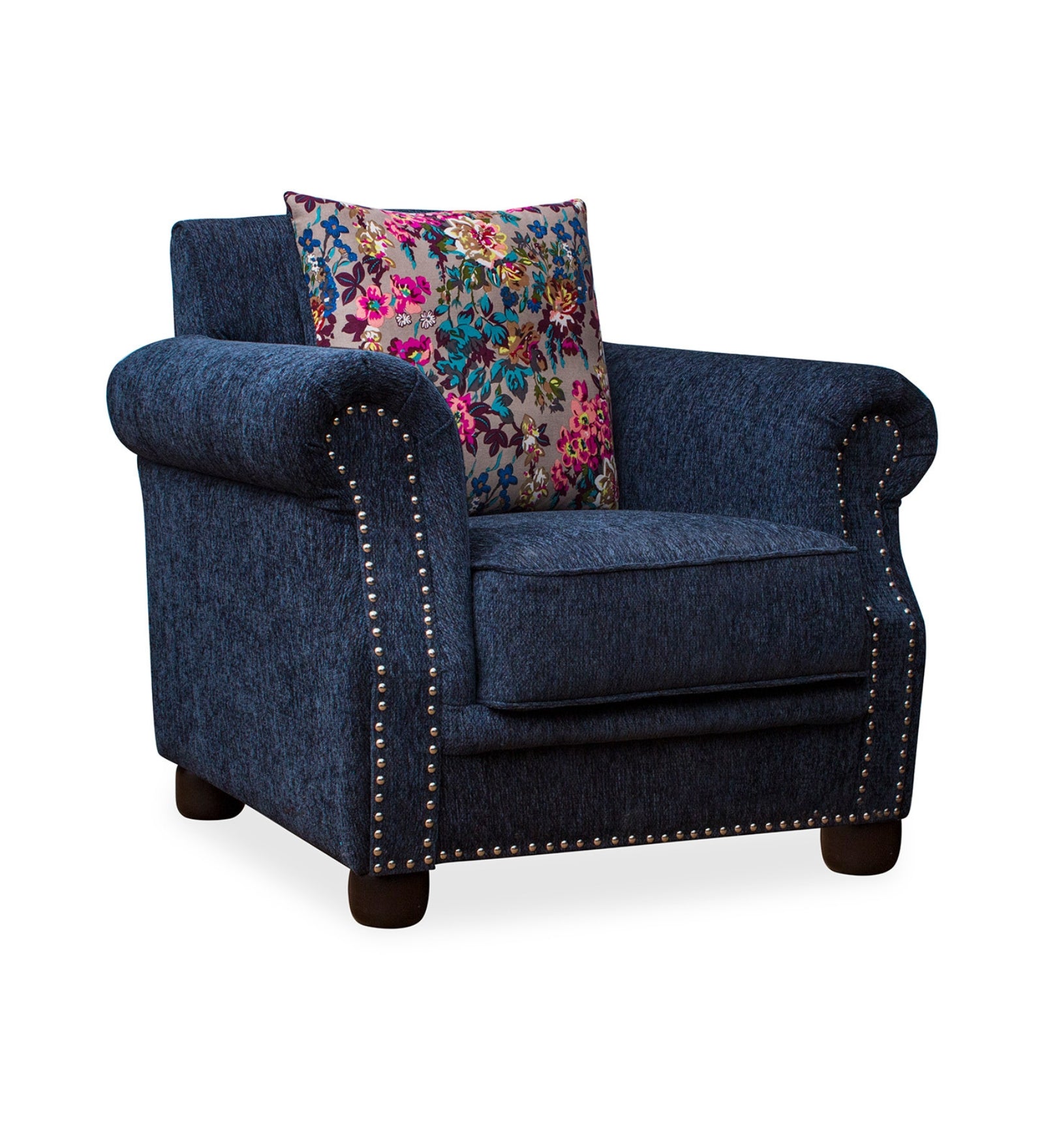 Muba Fabric 1 Seater Sofa in Royal Blue Colour