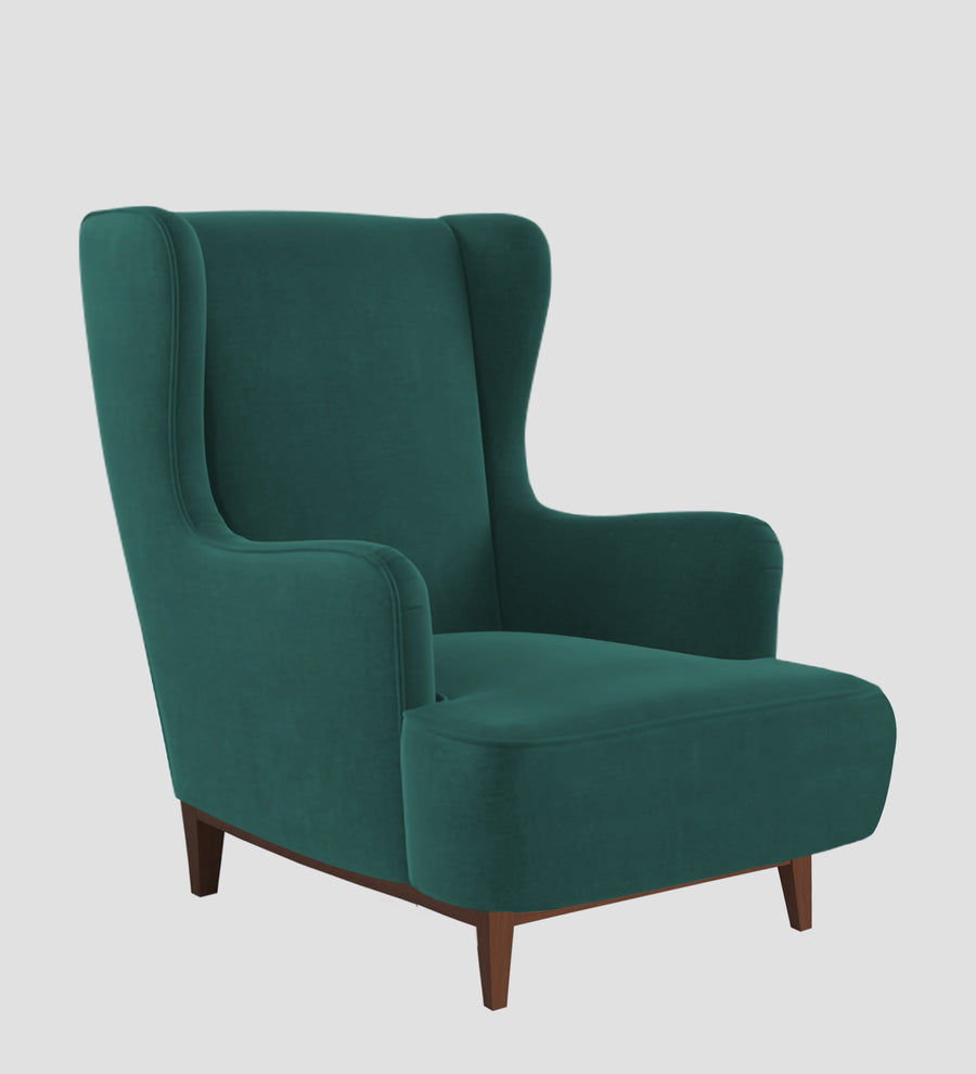 Suri Velvet Wing Chair In Pine Green Colour - Febonic Living