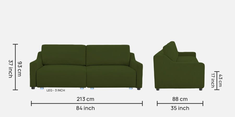 Gabby Fabric 3 Seater Pull Out Sofa Cum Bed In Olive Green Colour - Febonic Living