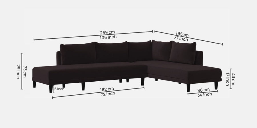Ira Fabric Lhs 6 Seater Convertible Sofa Cum Bed In Cara Brown Colour - Febonic Living