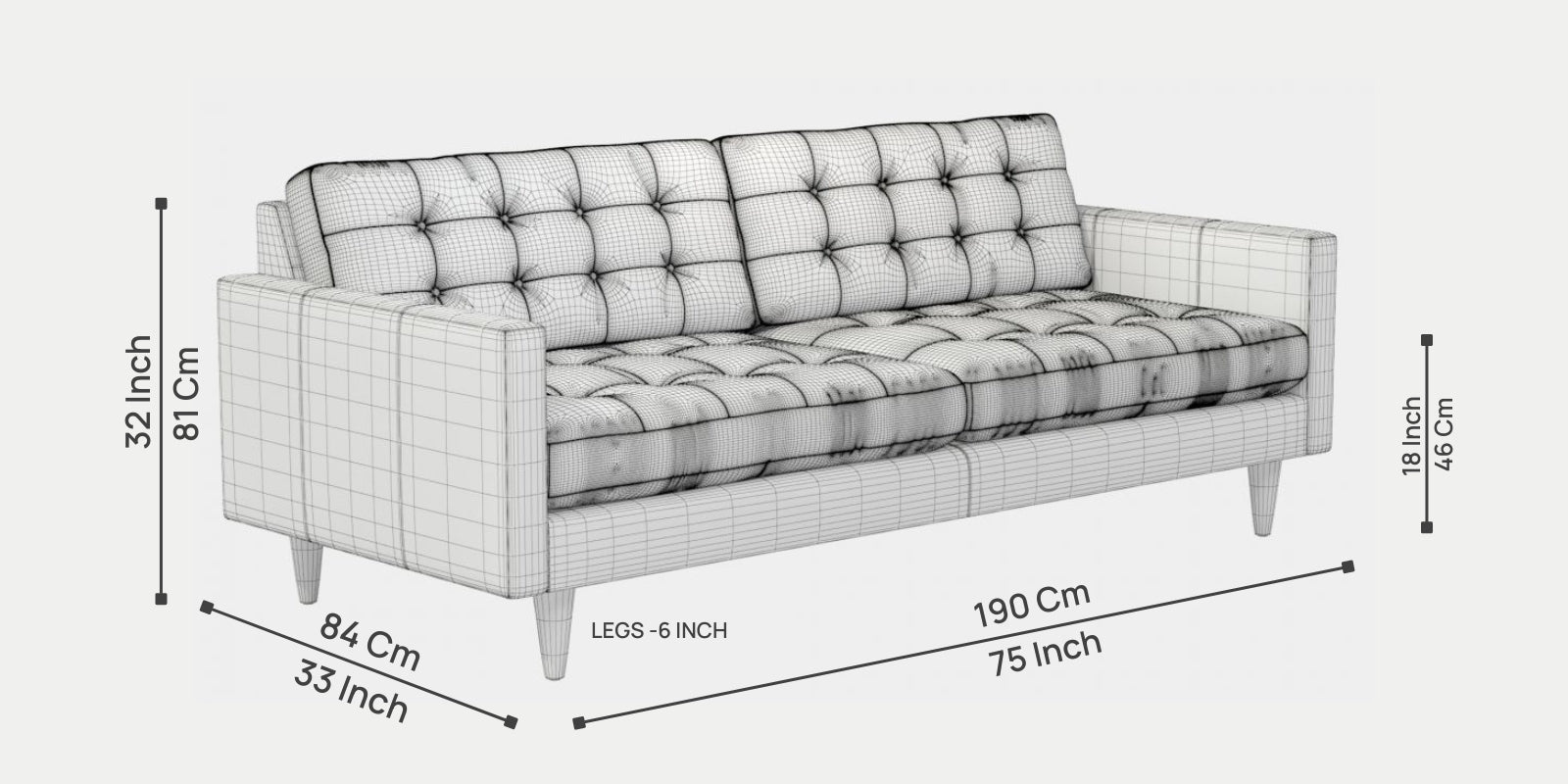 Elloy Leatherette 3 Seater Sofa in Caramel Beige Colour