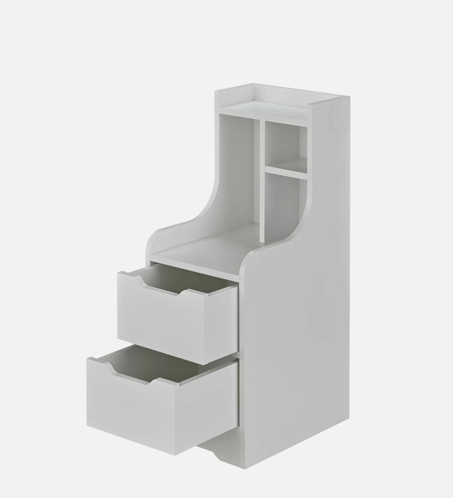 Triv Bedside Table With Drawer In Frosty White Finish - Febonic Living