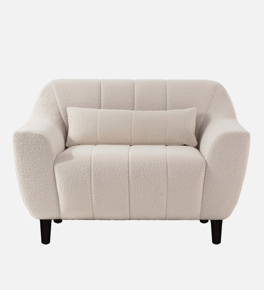 Nesco Boucle Fabric 1 Seater Sofa In Bright White Colour - Febonic Living