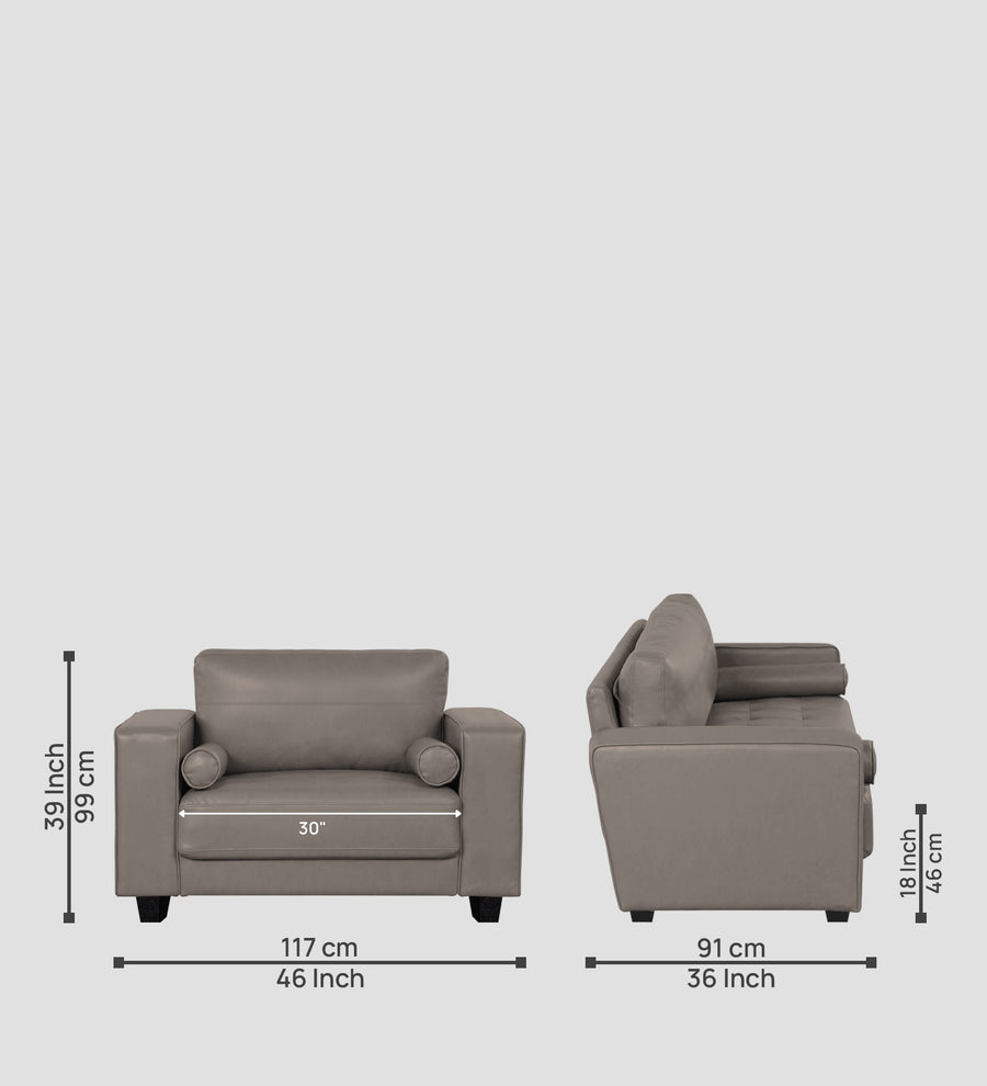 Darwin Leatherette 1 Seater Sofa In Steel Grey Colour - Febonic Living