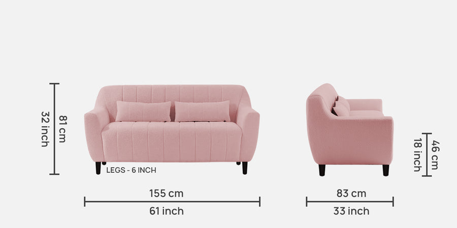 Nesco Boucle Fabric 2 Seater Sofa In Basi Pink Colour - Febonic Living
