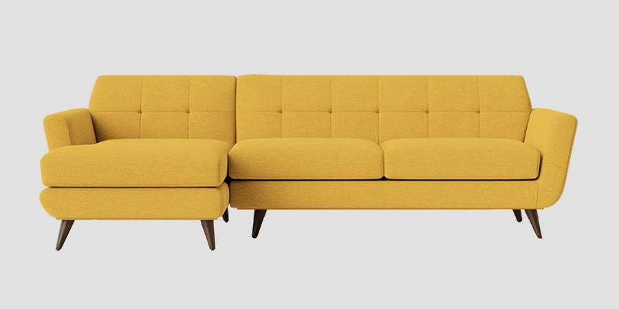 Jasmin Fabric Rhs Sectional Sofa 3 Lounger In Bold Yellow Colour - Febonic Living