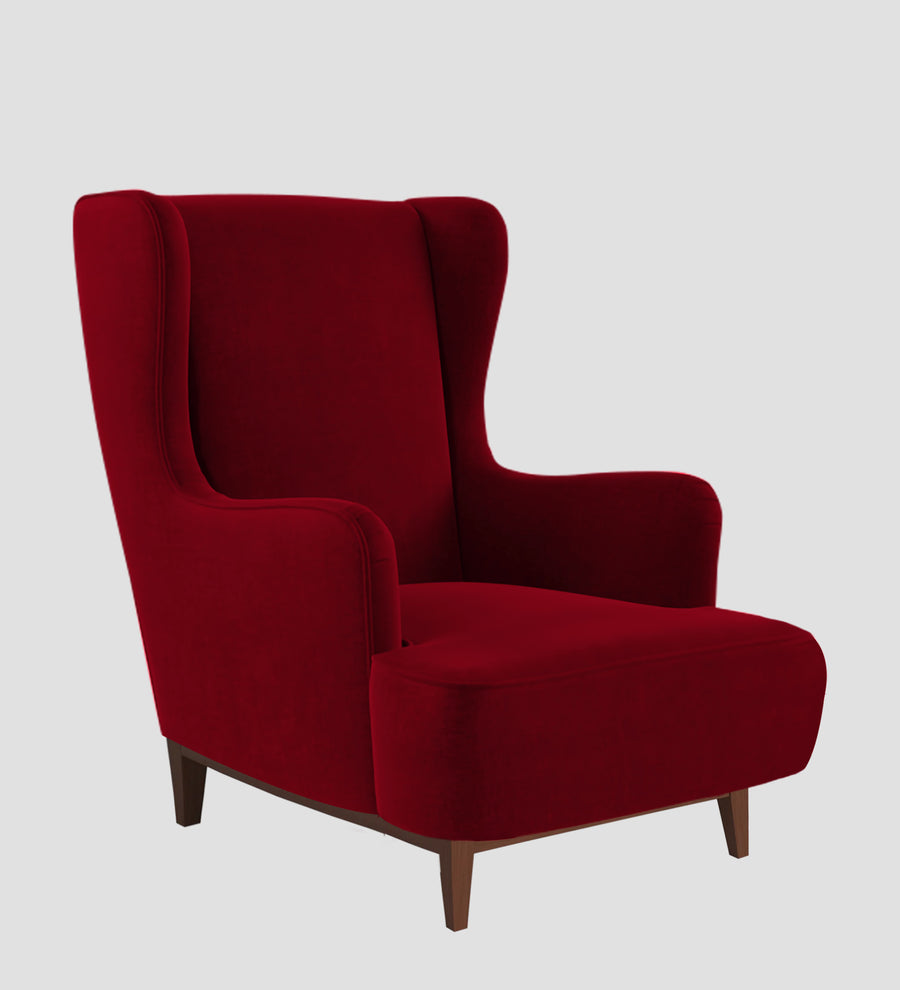 Suri Velvet Wing Chair In Cherry Red Colour - Febonic Living