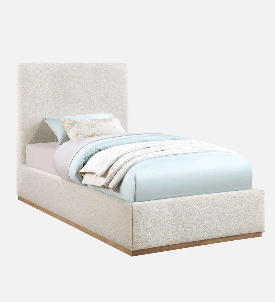 Eddy Boucle Upholstered Single Bed In Shell White - Febonic Living