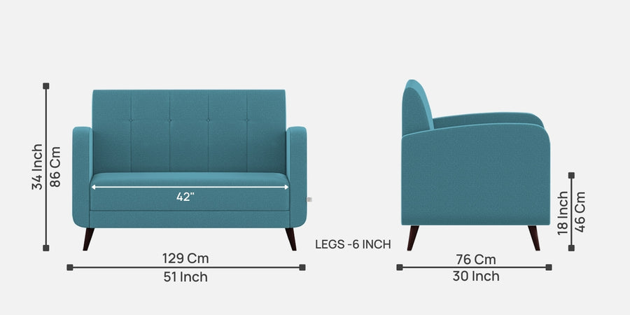 Wiki Velvet 2 Seater Sofa In Aqua Blue Colour - Febonic Living