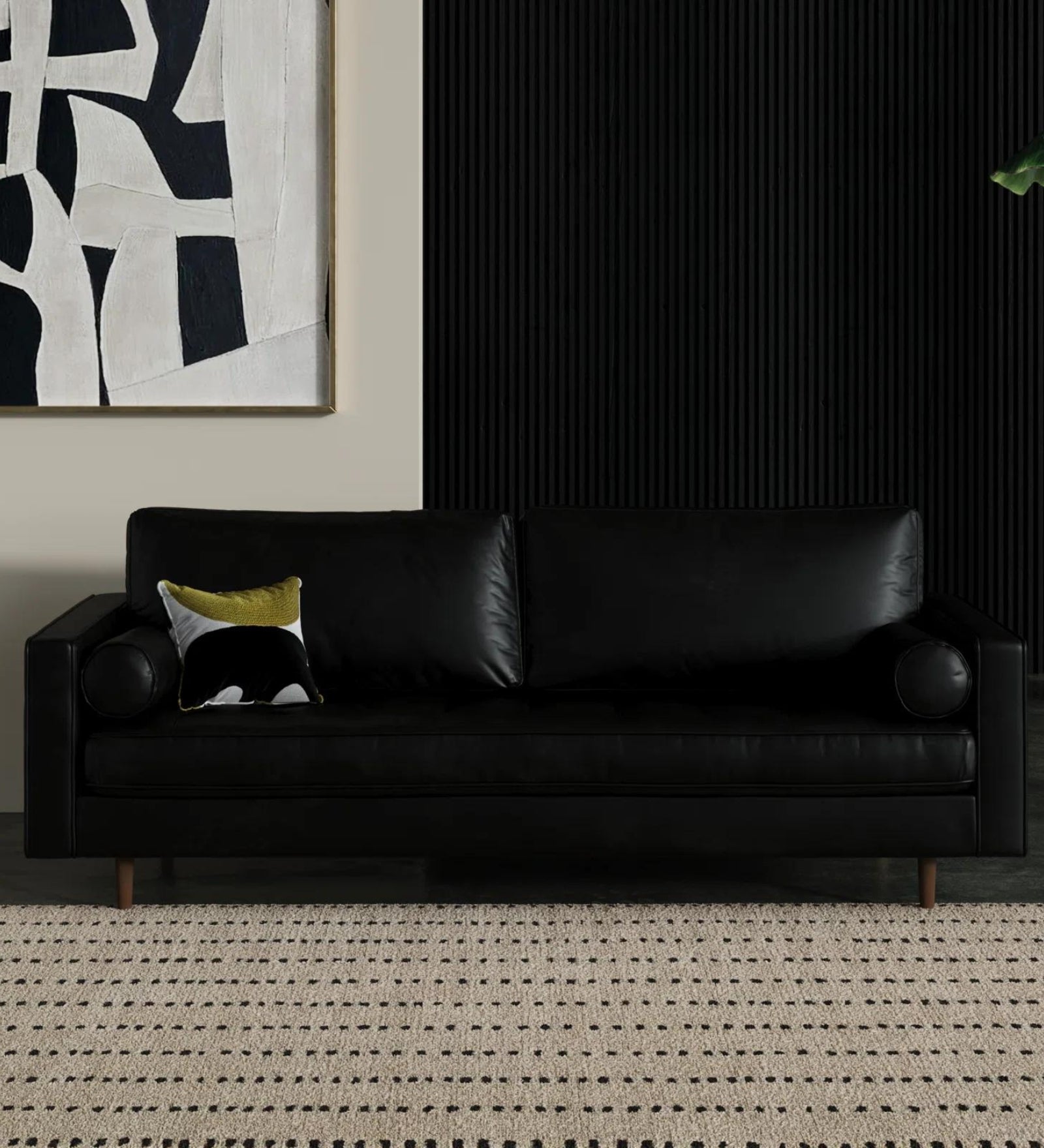 Sunny Leatherette 3 Seater Sofa in Black Finish