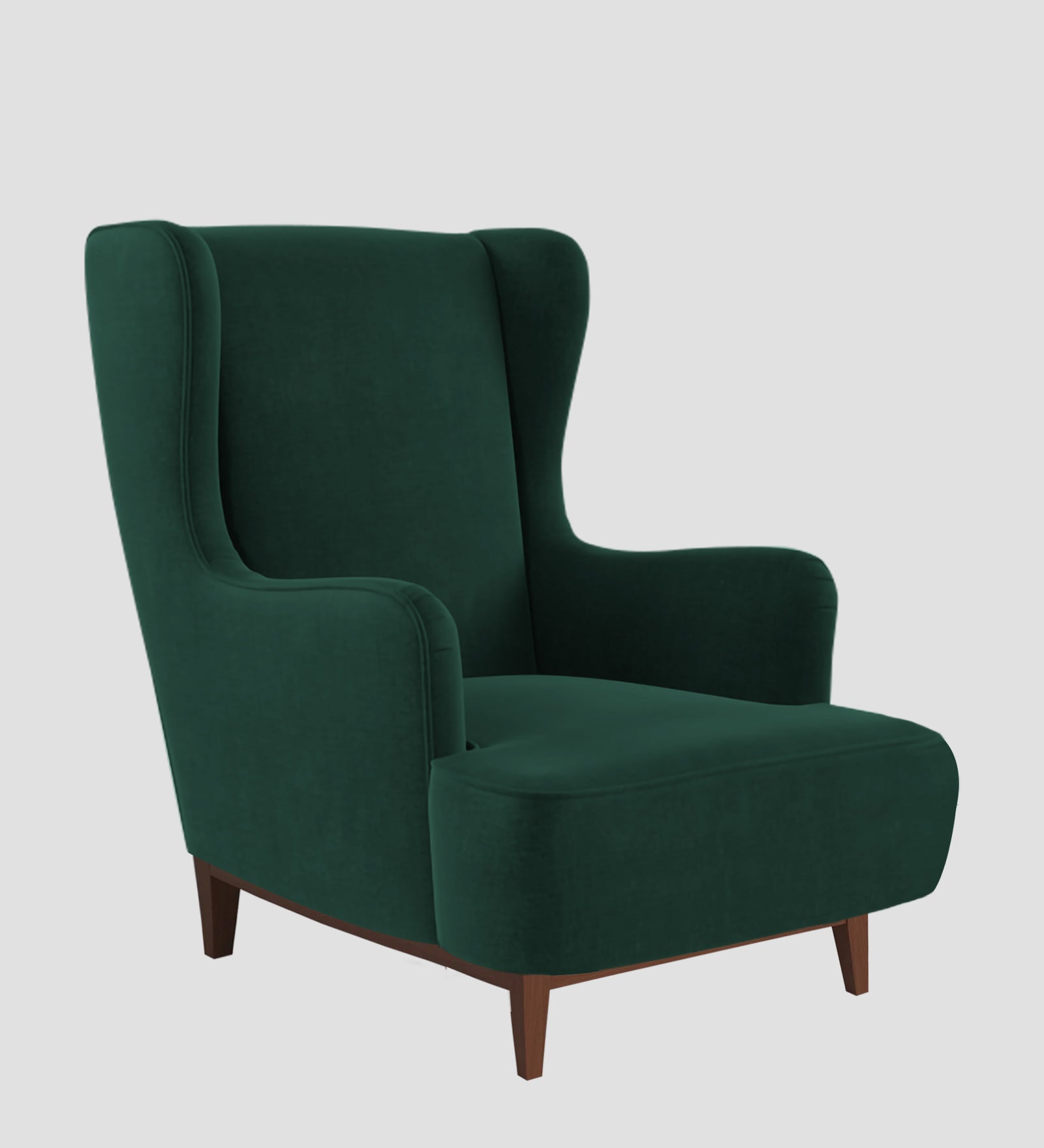 Suri Velvet 1 Seater Wing Chair in Forest Green Colour